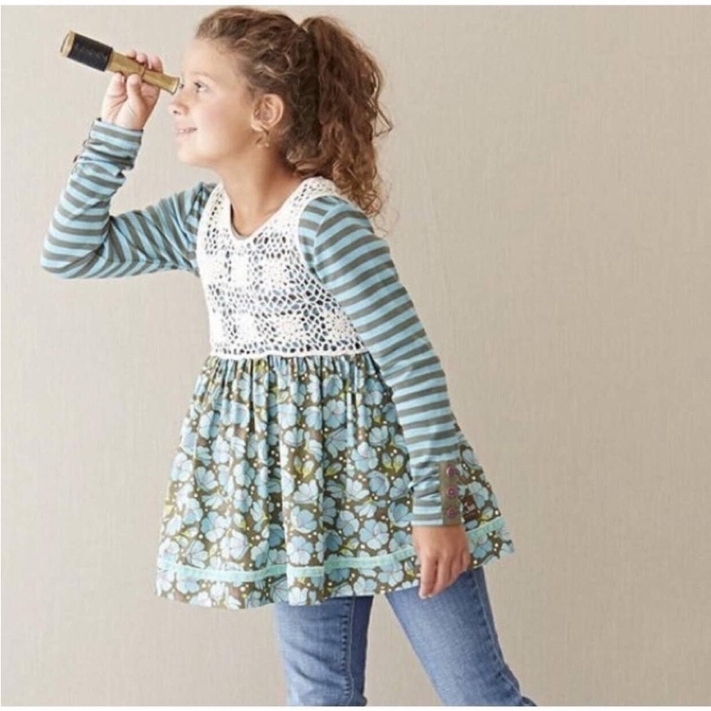Matilda Jane Secret Fields Blue Orchid Crochet Sara Tunic Girls 12